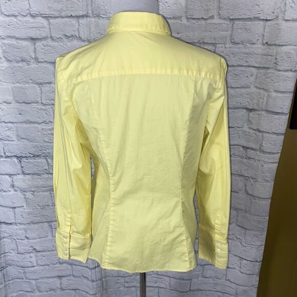 The limited women L cotton blend button down collar blouse yellow - Picture 8 of 11